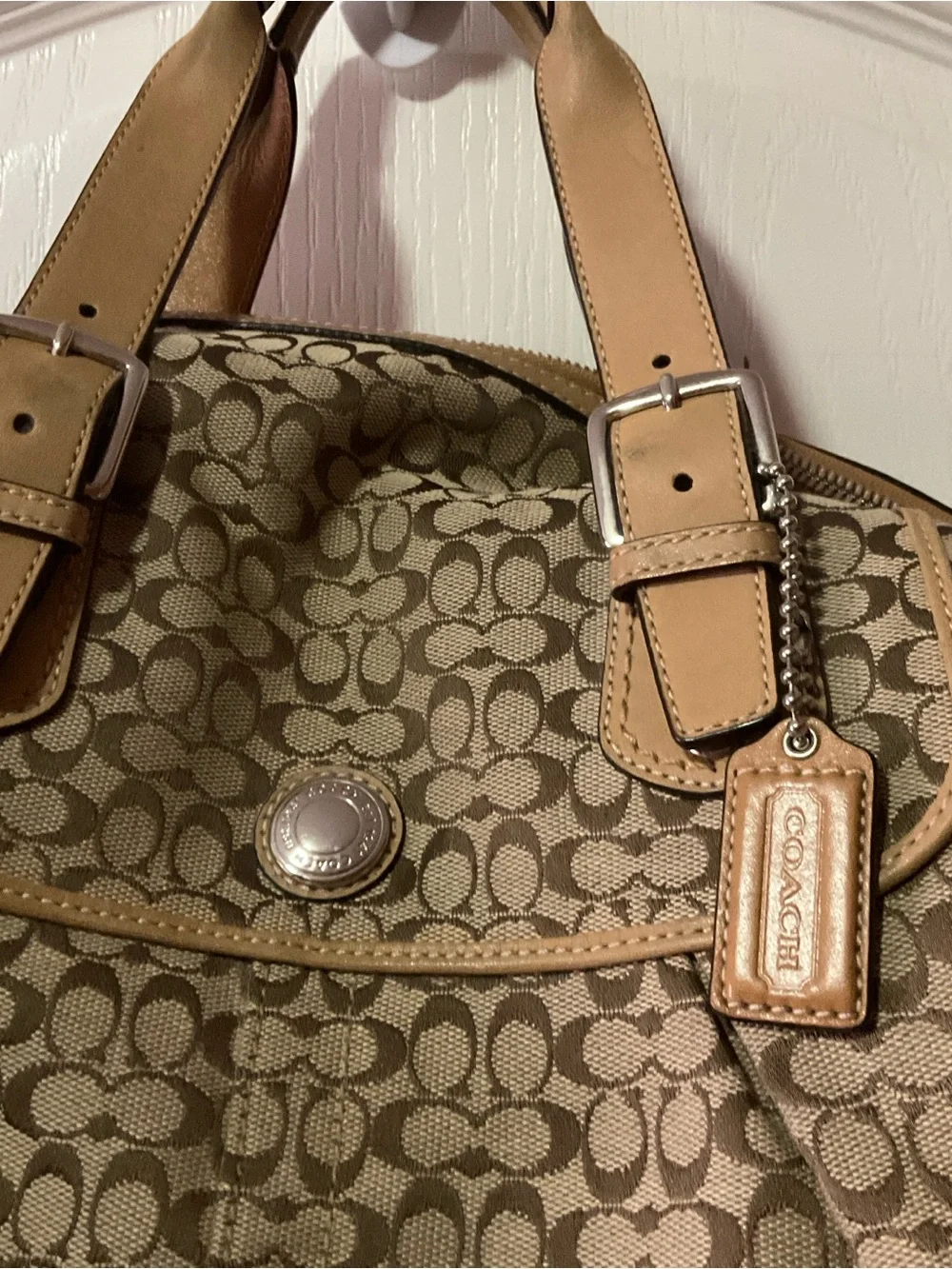 Signature Pattern Tote Bag in Tan